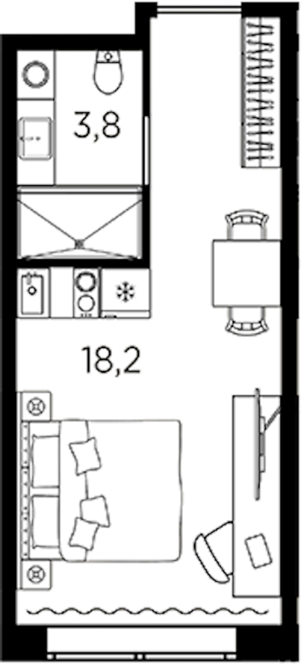 Квартира студия 22 м², 2/13 эт., ЖК «AVENIR Industrial»